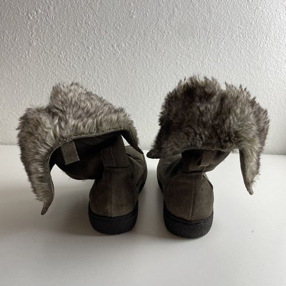 Sam Edelman Winter Snow Boots Womens 6 Faux Fur Lined Shearling Taupe Grey Suede - Picture 4 of 6